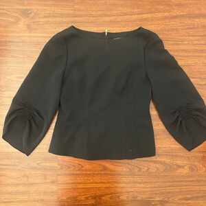 Women's Tibi Black Blouse with Ruched Sleeves Size 4